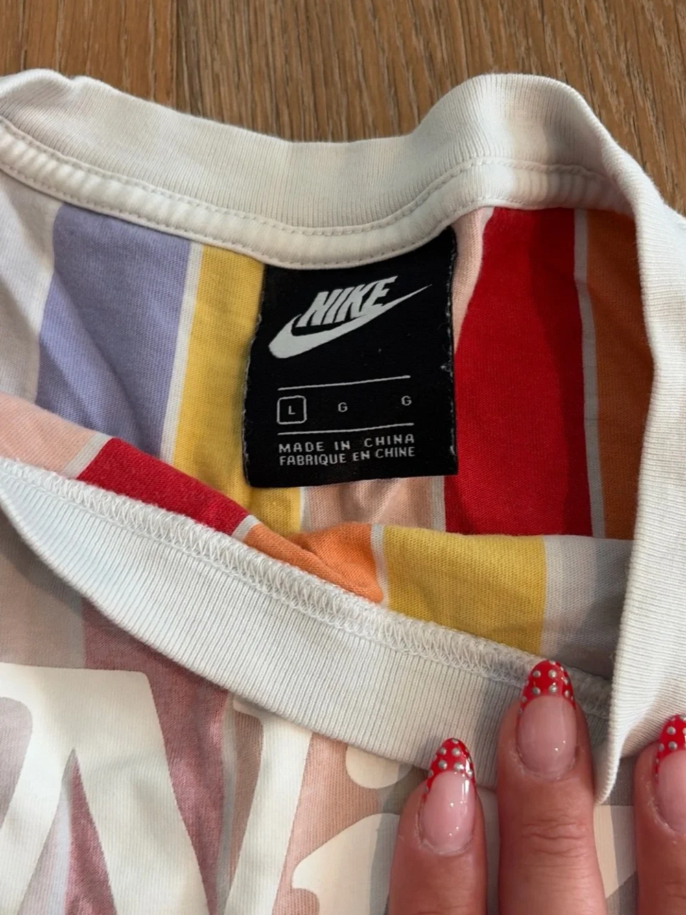 Nike Pastel Striped Crop Tee with White Logo
